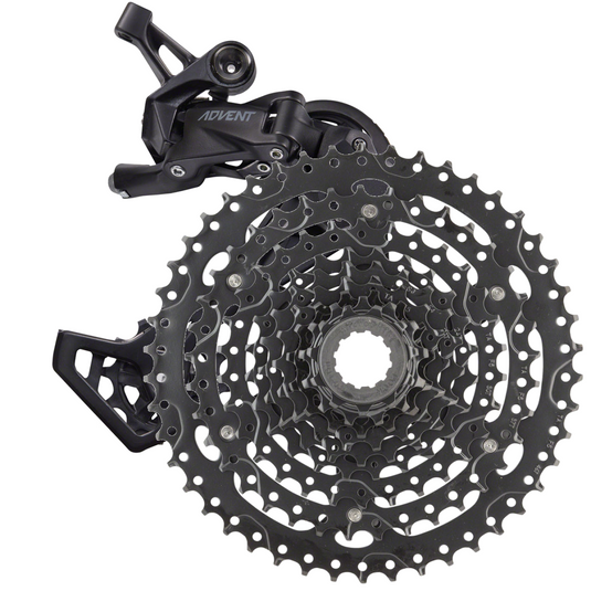microSHIFT ADVENT 9-Speed Rear Derailleur & Cassette Bundle Wide Range, Long Cage, Hardened Steel Cogs, Trail-Ready Performance