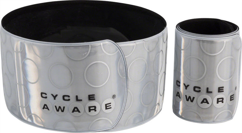 Load image into Gallery viewer, CycleAware Slap and Wrap Pant Leg Bands: Silver
