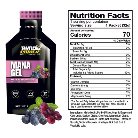 Ryno Power Mana Performance Gel Caddy, Mixed Berries