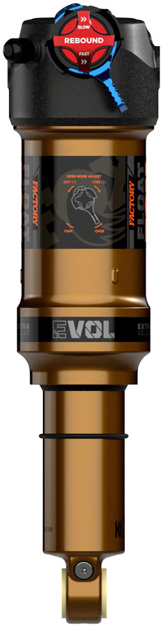FOX Float Factory Rear Shock - Trunnion Metric, 185 x 50 mm, EVOL LV, 2-Position Adj, 0.4 Spacer, Black/Kashima Coat