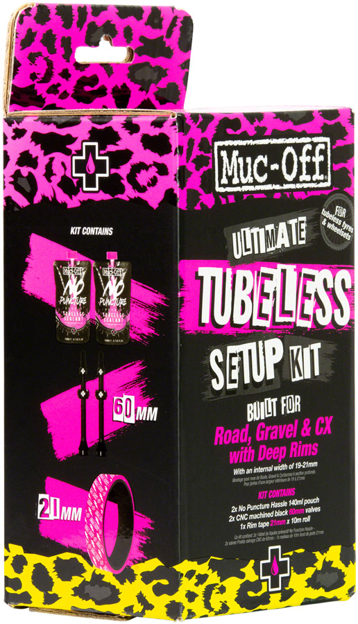 Muc-Off Ultimate Tubeless Kit - Road/Gravel/CX, 21mm Tape,  60mm Valves