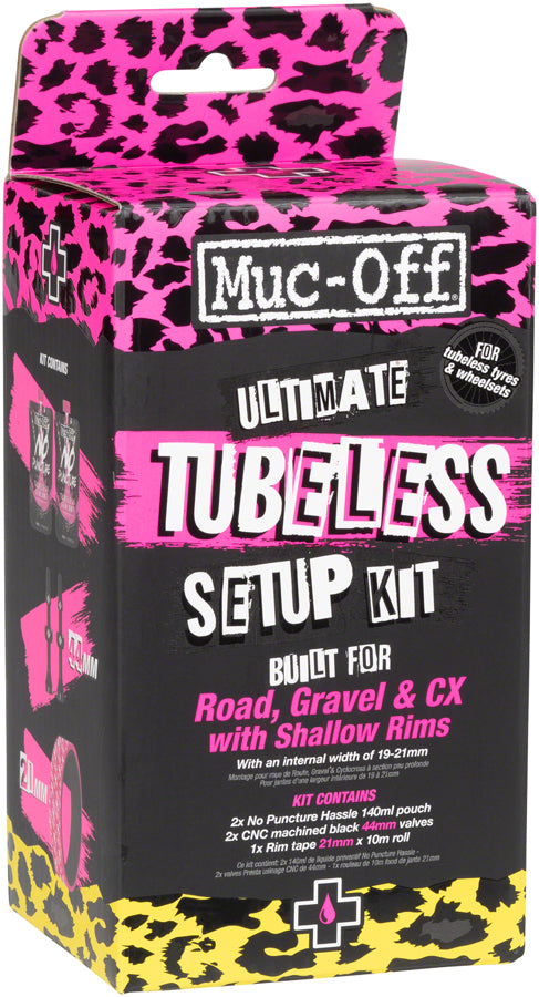 Muc-Off Ultimate Tubeless Kit - Road/Gravel/CX, 21mm Tape,  44mm Valves