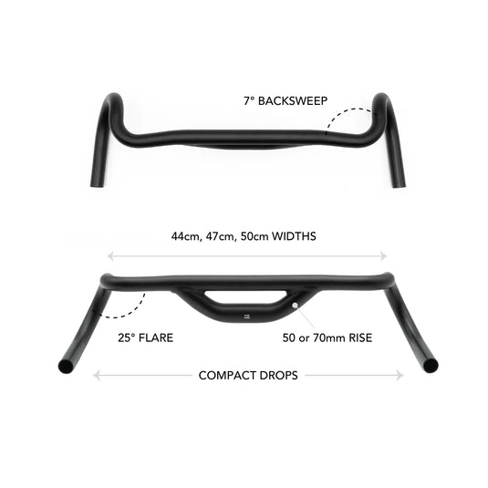 Redshift Sports Top Shelf Road Drop Handlebar - Aluminum, 31.8mm, 50cm, 50mm Rise, Black