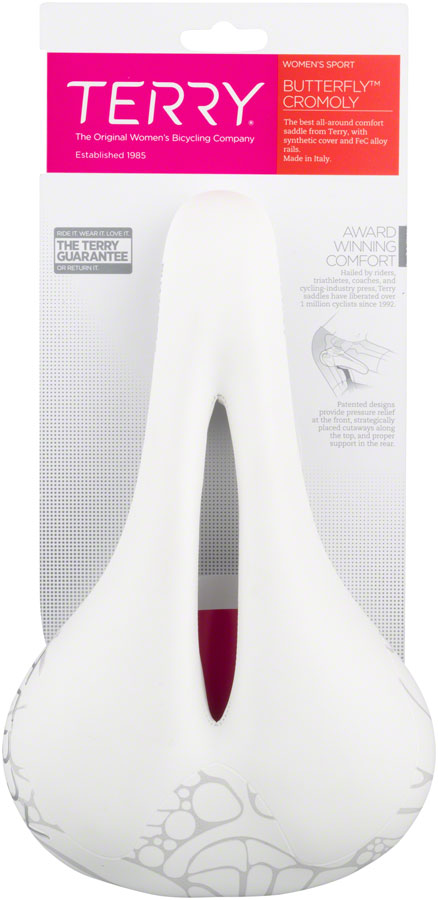 Terry Butterfly Chromoly Saddle - White 155mm Width Leather Chromoly Rails