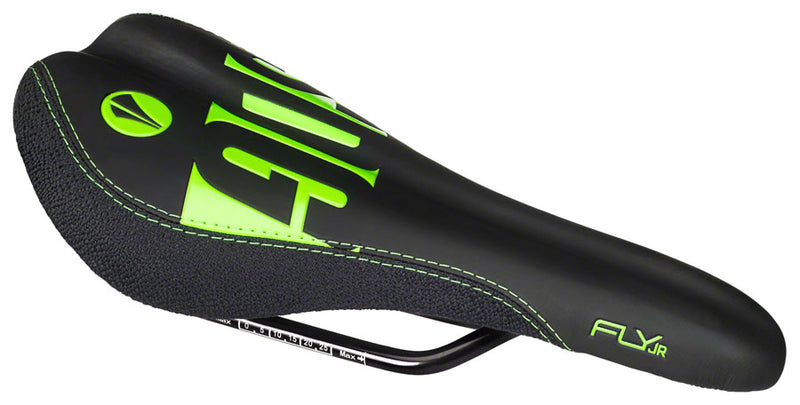 Load image into Gallery viewer, SDG Fly Jr Saddle - Neon Green/Black 122mm Width 2pc Top w/ Cordura Sides
