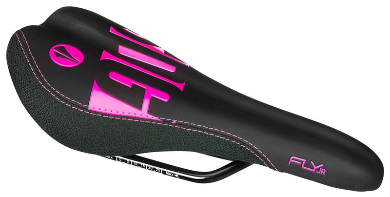 Load image into Gallery viewer, SDG Fly Jr Saddle - Neon Pink/Black 122mm Width Plush PU Foam Padding
