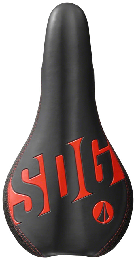SDG Fly Jr Saddle - Black/Red 122mm Width 2pc Top With Durable Cordura Sides