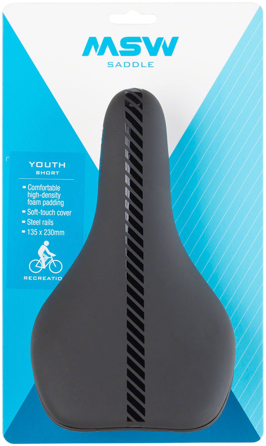 MSW Youth Short Saddle - Black Soft-Touch Cover High Density Foam Padding
