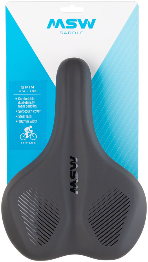 MSW SDL-192 Spin Fitness Saddle - Black Soft-Touch Cover High Density Foam
