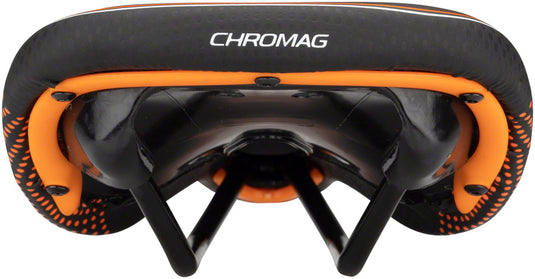 Chromag Trailmaster DT Saddle - Black/Orange 140mm Width Chromoly Rails