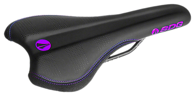 Load image into Gallery viewer, SDG Radar Saddle - Black/Purple 138mm Width Titanium Alloy Rails Unisex
