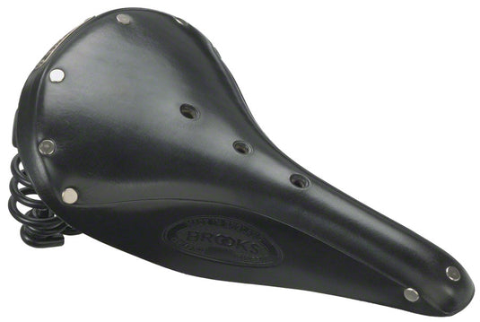 Brooks Flyer Saddle - Black |170mm Width Leather Steel Rails| 2 Coil Springs