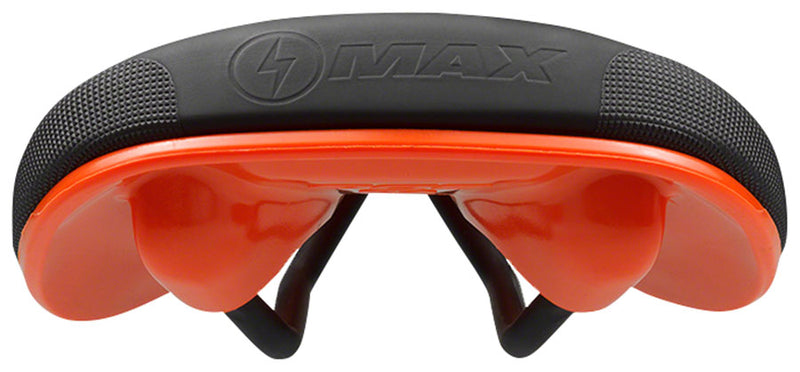 Load image into Gallery viewer, SDG Bel-Air V3 MAX Saddle - Lux-Alloy, Black/Orange, Sonic Welded Sides
