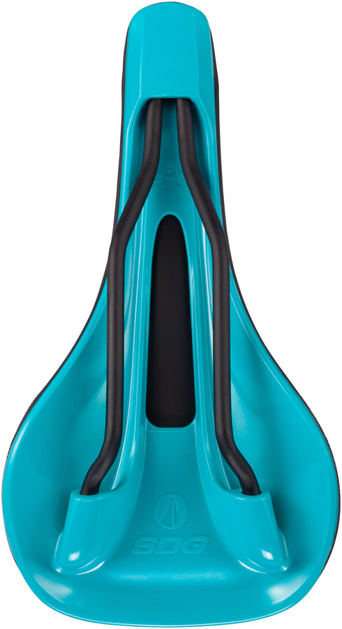 Load image into Gallery viewer, SDG Bel-Air V3 MAX Saddle - Lux-Alloy, Black/Turquoise, Sonic Welded Sides
