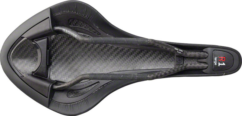 Load image into Gallery viewer, Fizik Arione R1 Saddle - Black 132mm Width Carbon Braided Rails Synthetic
