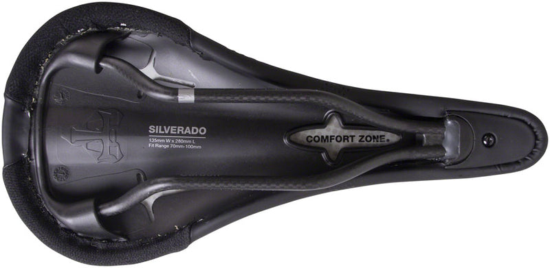 Load image into Gallery viewer, WTB Silverado Saddle - Black 142mm Width Carbon Rails Microfiber Cover
