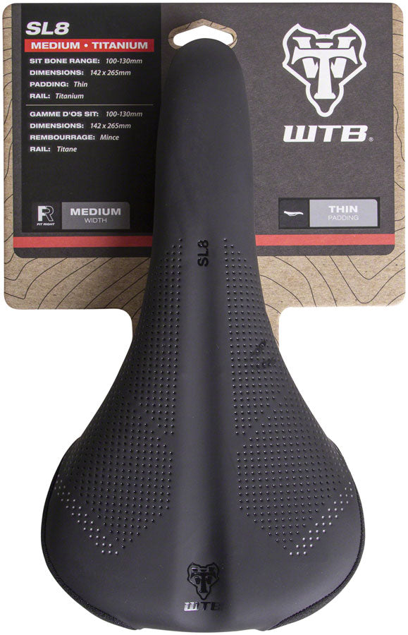 Load image into Gallery viewer, WTB SL8 Saddle - Black 265mm Width Titanium Rails Lightweight Padding
