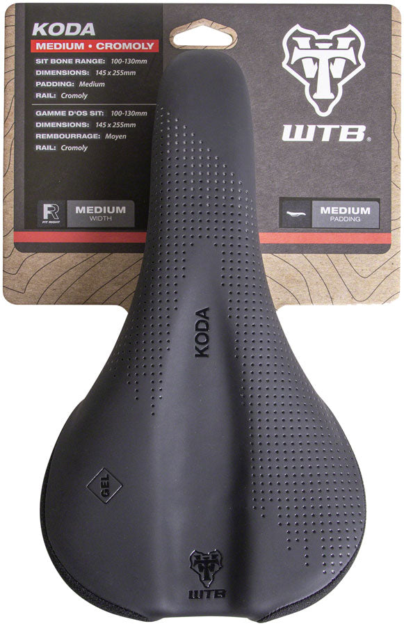 Load image into Gallery viewer, WTB Koda Saddle - Black 255mm Width Chromoly Rails Lightweight Padding

