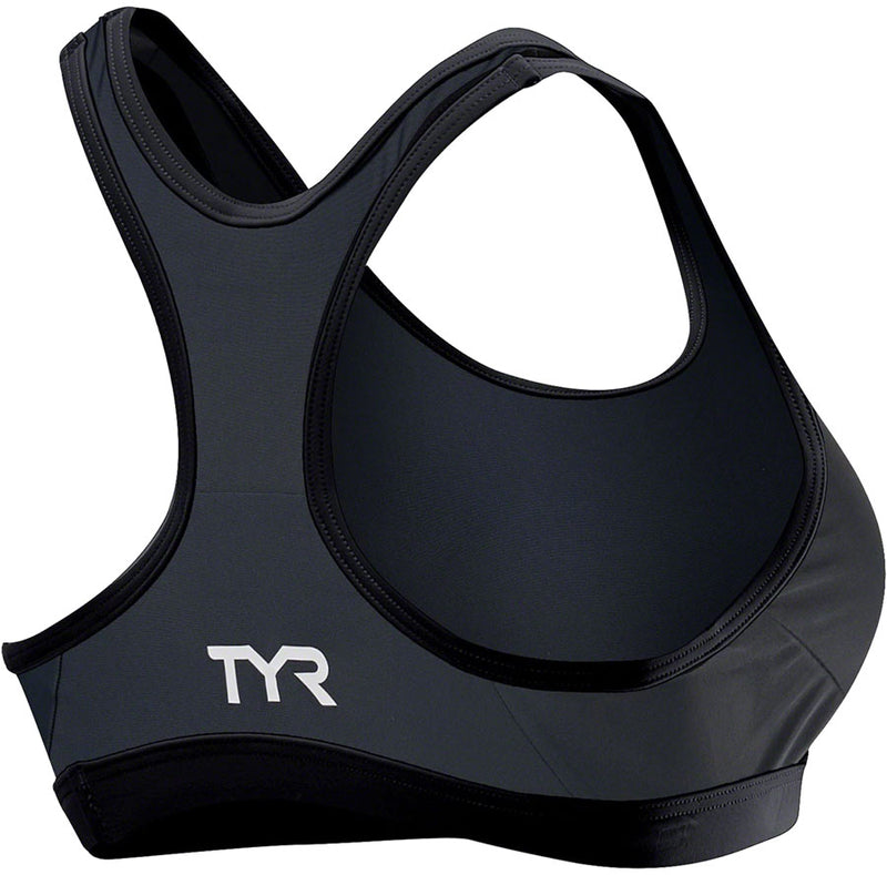 Load image into Gallery viewer, TYR Competitor Racerback Women&#39;s Tri/Sports Bra: Gray/Black SM
