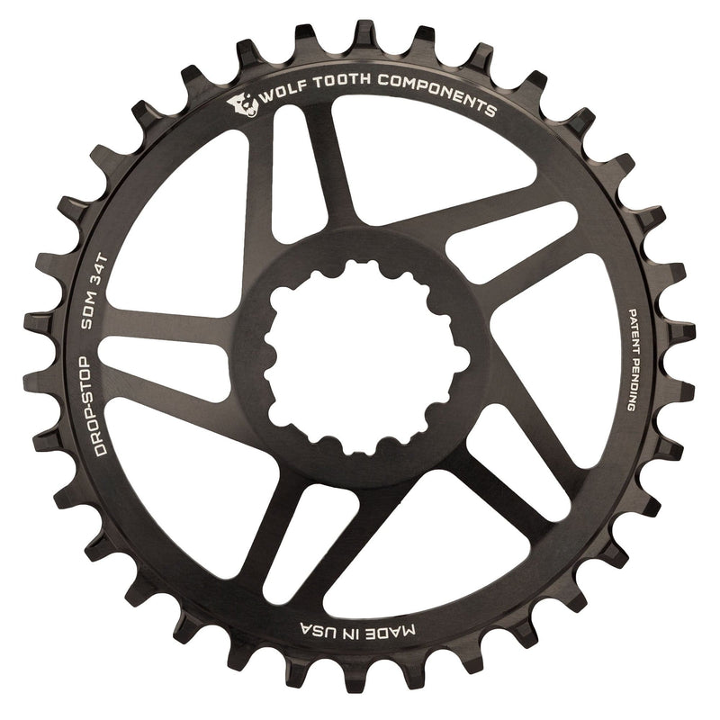 Load image into Gallery viewer, Wolf Tooth Direct Mount Chainring - 28t, SRAM Direct Mount, Drop-Stop B, For SRAM 3-Bolt Boost Cranks, 3mm Offset, Black
