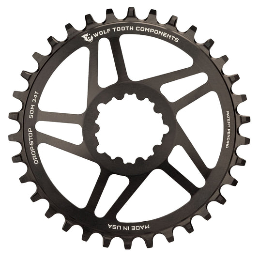 Wolf Tooth Direct Mount Chainring - 28t, SRAM Direct Mount, Drop-Stop B, For SRAM 3-Bolt Boost Cranks, 3mm Offset, Black