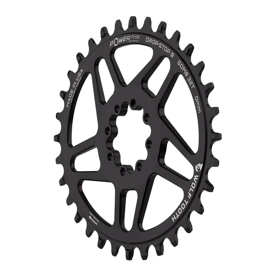 Wolf Tooth Elliptical Direct Mount Chainring - 30t, SRAM 8-Bolt DM, 3mm Offset, Drop-Stop ST, Requires HG+ Chain, Black
