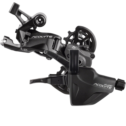 microSHIFT Acolyte 8-Speed Mountain & Trekking Bike Shifter & Super Short Rear Derailleur Kit, Light, Durable, With SpringLock & Trigger Technology