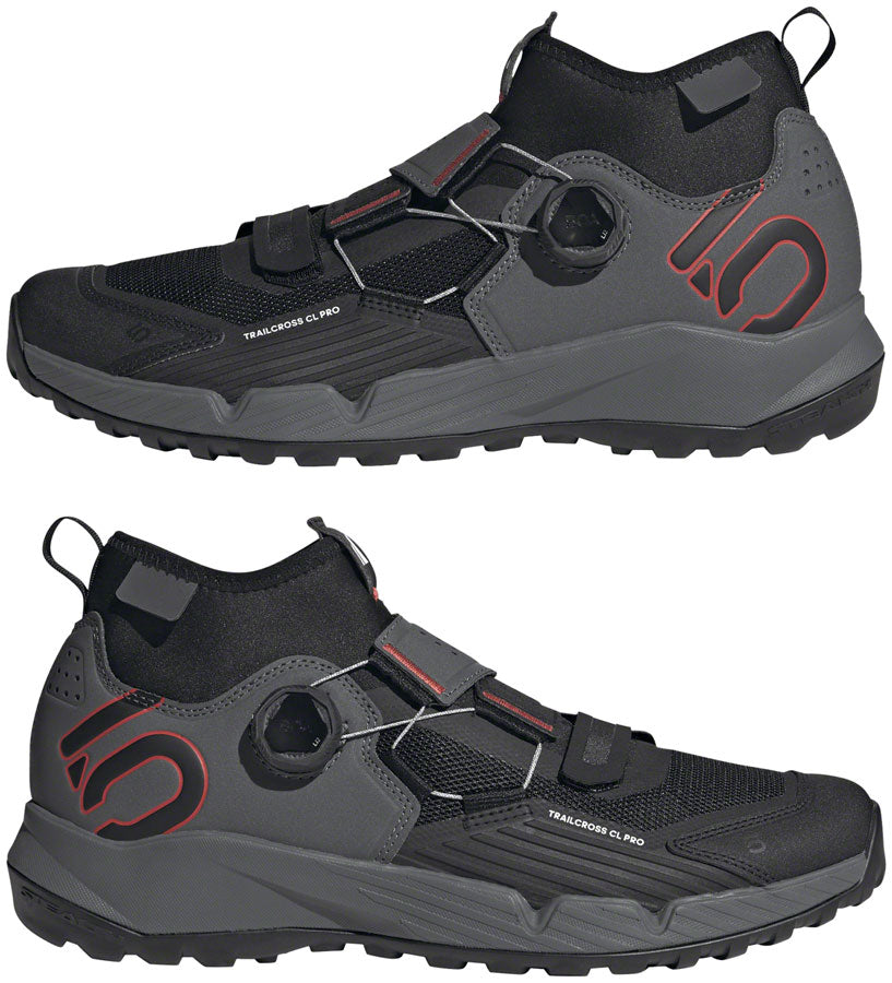 Five Ten Trailcross Pro Mountain Clipless Shoes - Men's, Gray Five/Core Black/Red, 6