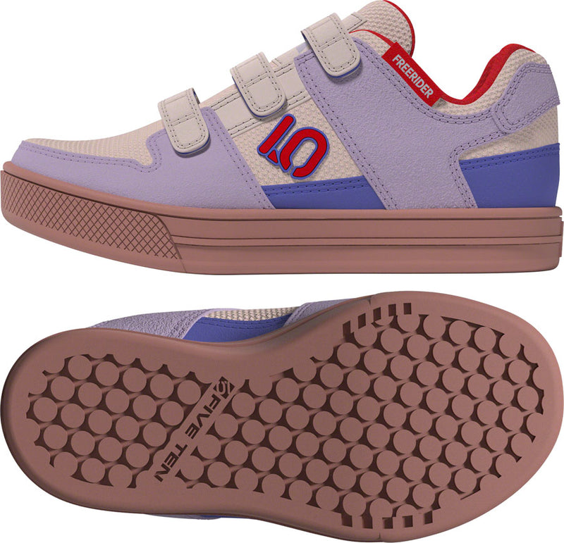 Load image into Gallery viewer, Five Ten Freerider Kid's VCS Flat Shoes - Putty Mauve/Pure Ruby/Semi Cobalt Blue, 2.5
