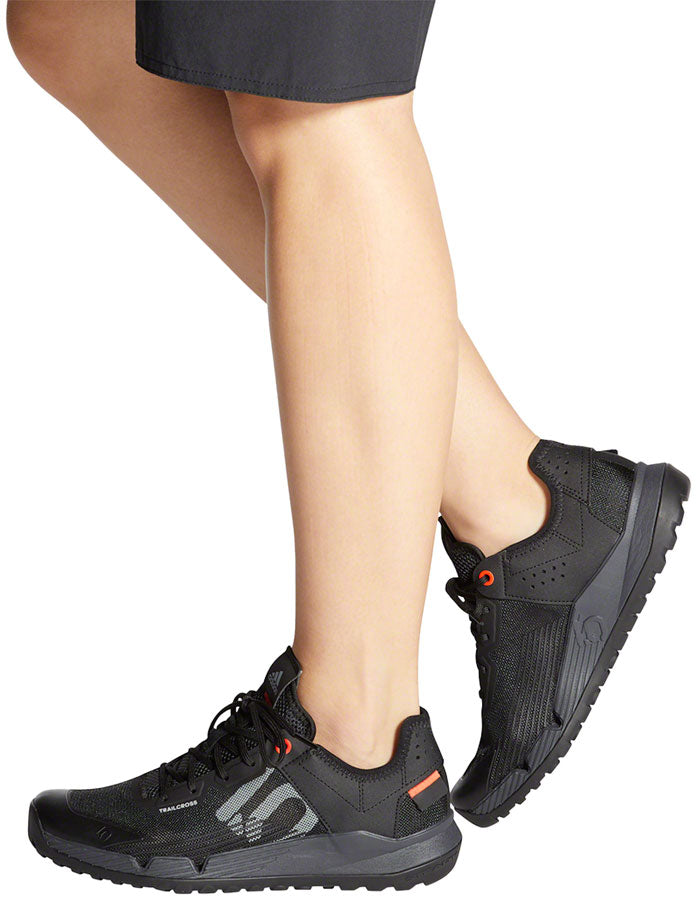 Five Ten Trailcross LT Flat Shoes  -  Women's, Core Black / Gray Two / Solar Red, 9.5
