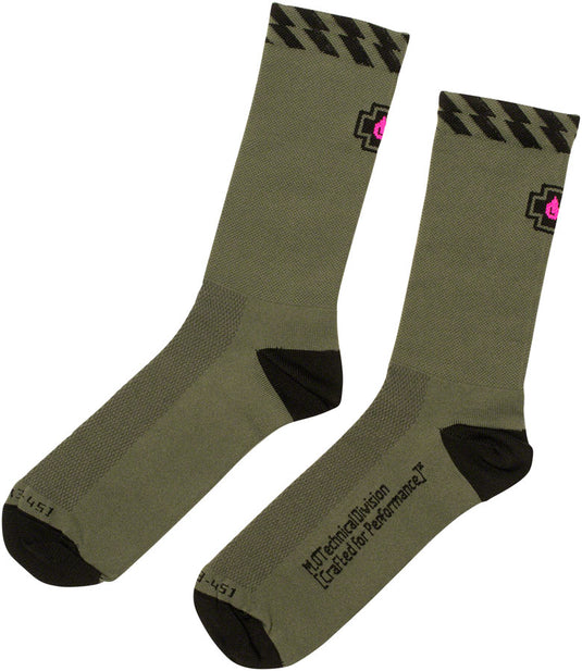 Pack of 2 Muc-Off Tech Rider Socks - Green, US 10-12