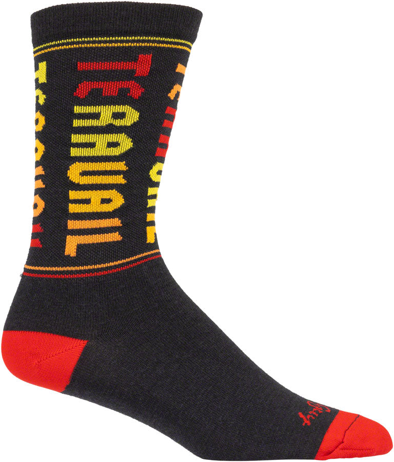Load image into Gallery viewer, Teravail Scroll Wool Sock - Black/Red/Orange/Yellow, Small/Medium
