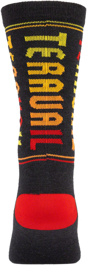 Load image into Gallery viewer, Teravail Scroll Wool Sock - Black/Red/Orange/Yellow, Small/Medium
