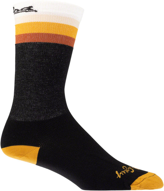 Salsa Latitude Sock - 8", Black, White/Stripes, Small/ Medium