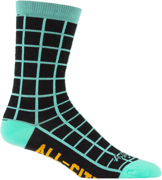 All-City Club Tropic Socks - 6", Black, Goldenrod, Teal, Small/Medium