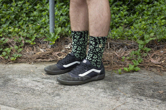 Fist Handwear Croc Crew Sock - Black/Green, Medium