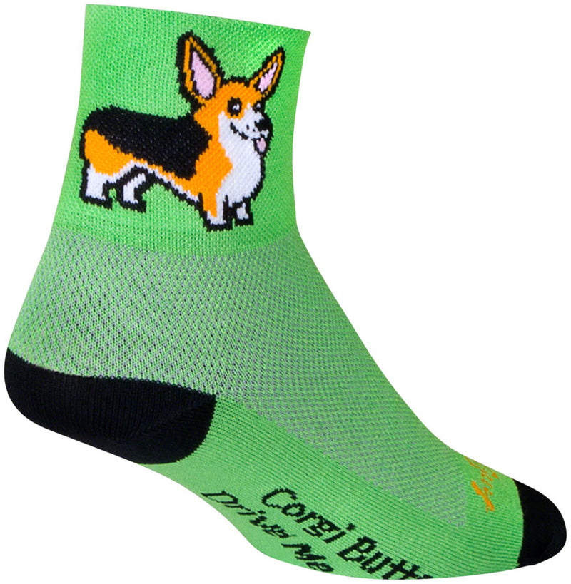 Load image into Gallery viewer, Pack of 2 SockGuy Classic Ernie Socks 3 inch Green Large X-Large Corgi Butt
