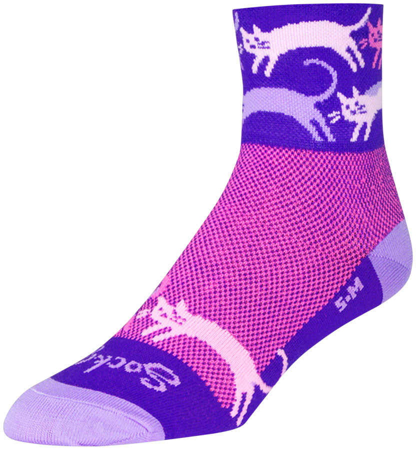SockGuy Classic Pounce Soft Athletic Socks 3 Inch Cuff Purple Small/Medium