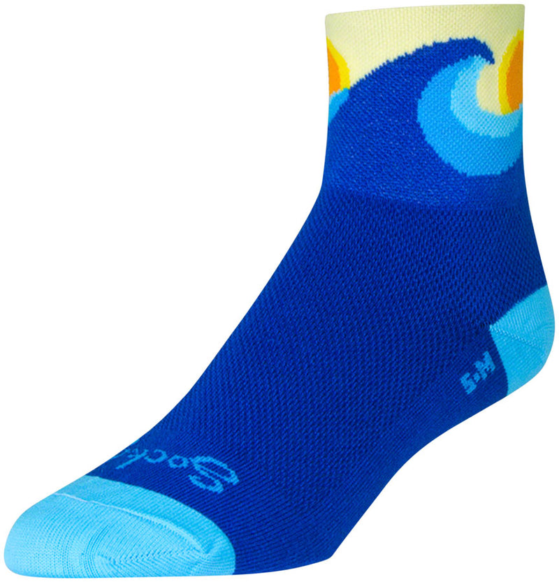 Load image into Gallery viewer, Pack of 2 SockGuy Classic Swell Socks 3 inch Blue Wave Small Medium Unisex
