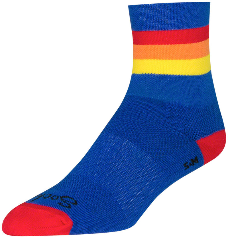 Load image into Gallery viewer, 2 Pack SockGuy Classic Vintage Socks 4 inch Blue Red Orange Yellow Small Medium
