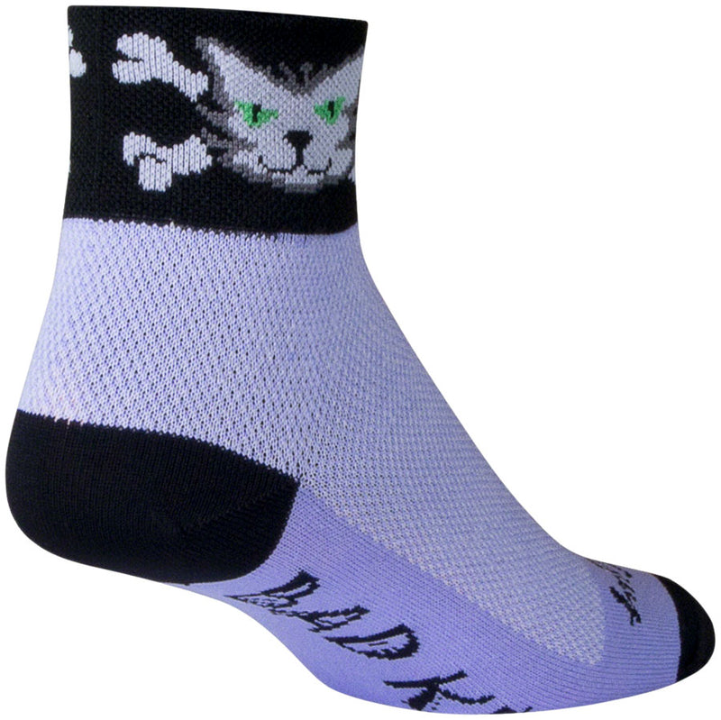 Load image into Gallery viewer, SockGuy Classic Bad Kitty Socks 2 inch Purple Womens Small Medium Synthetic
