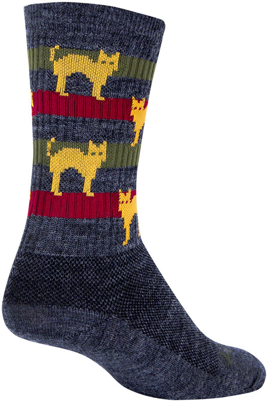 Pack of 2 SockGuy Wool Catz Socks 6 inch Gray Yellow Red Small Medium Unisex