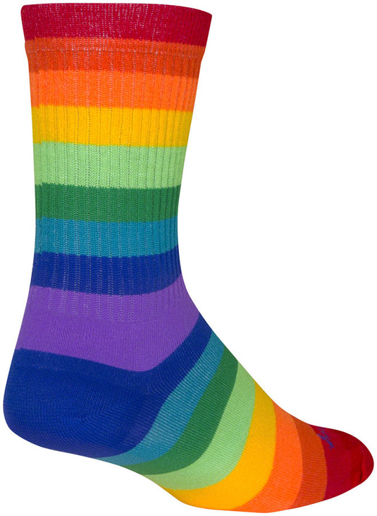 SockGuy Crew Fabulous Socks - 6", Rainbow, Small/Medium
