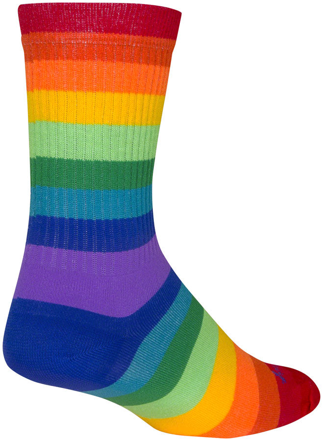 Load image into Gallery viewer, Pack of 2 SockGuy Crew Fabulous Socks - 6 inch, Rainbow, Small/Medium
