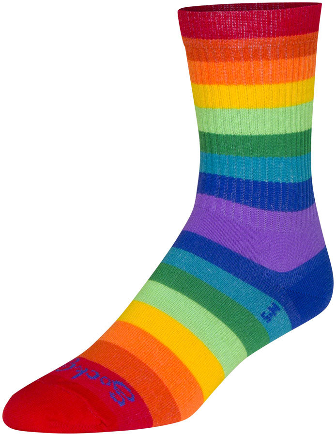 Load image into Gallery viewer, Pack of 2 SockGuy Crew Fabulous Socks - 6 inch, Rainbow, Small/Medium

