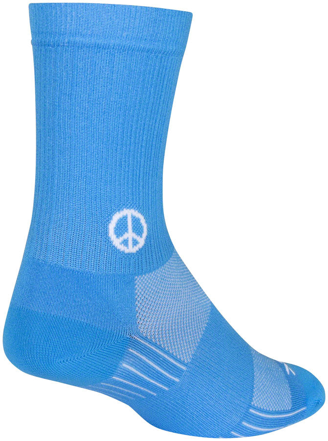 Load image into Gallery viewer, SockGuy SGX Peace Now Socks - 6&quot;, Blue, Small/Medium
