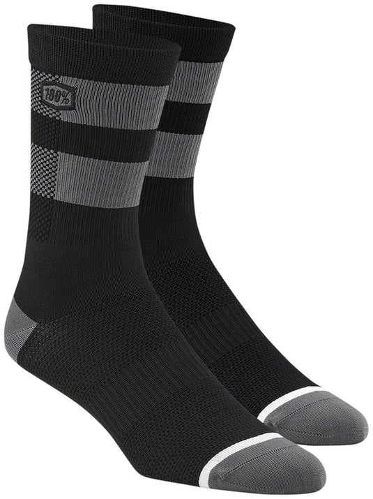100% Flow Performance MTB Socks - Black/Gray, Small/Medium