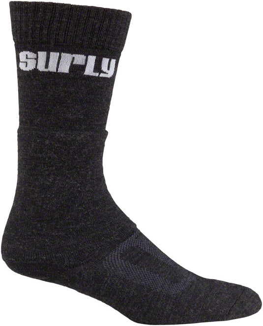 Surly Tall Logo Wool Socks - 8 inch, Black, X-Large