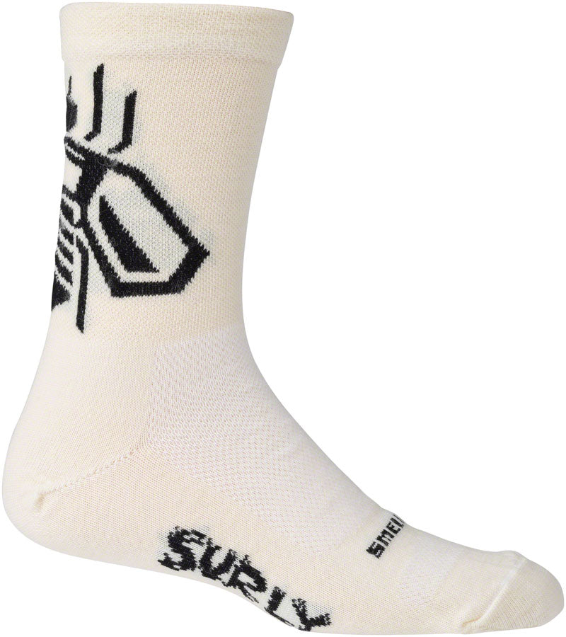 Load image into Gallery viewer, Surly Wingnut Wool Sock - 5&quot;, Natural/Black, Medium
