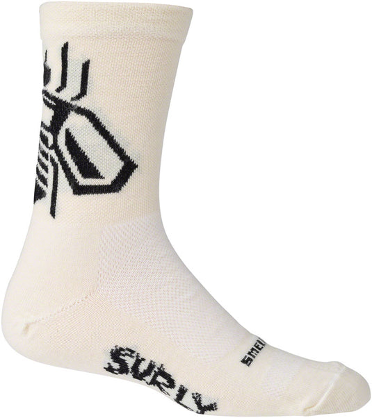 Surly Wingnut Wool Sock - 5", Natural/Black, Medium